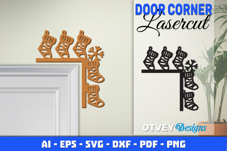 Christmas Door Corner Decoration Lasercut File SVG