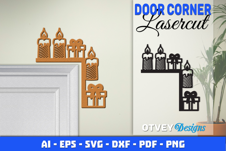 Christmas Door Corner Decoration Lasercut File SVG