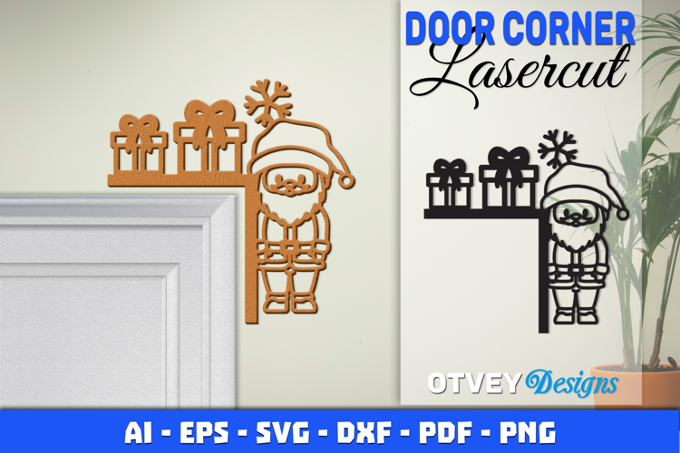 Christmas Door Corner Decoration Lasercut File SVG