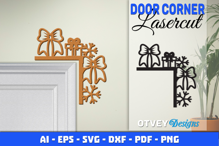 Christmas Door Corner Decoration Lasercut File SVG