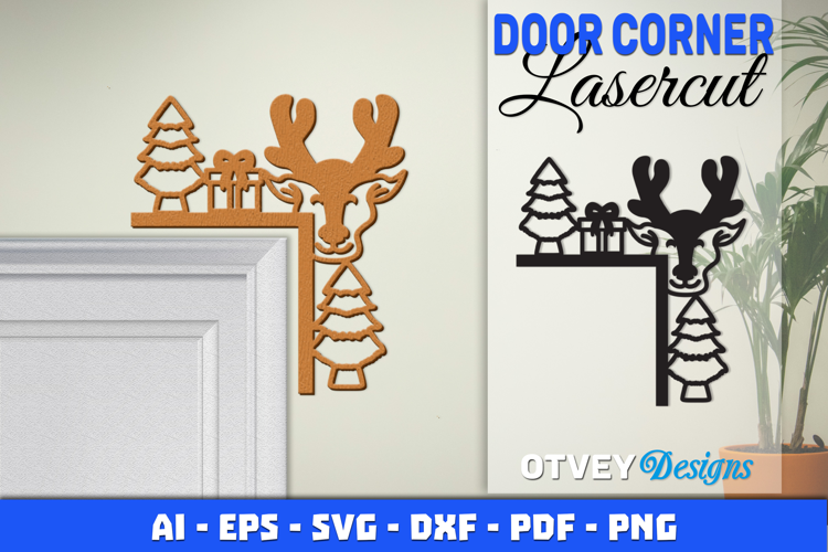 Christmas Door Corner Decoration Lasercut File SVG