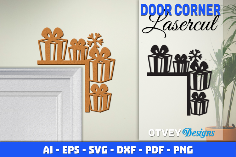 Christmas Door Corner Decoration Lasercut File SVG