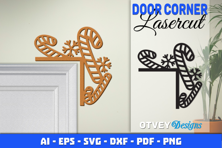 Christmas Door Corner Decoration Lasercut File SVG