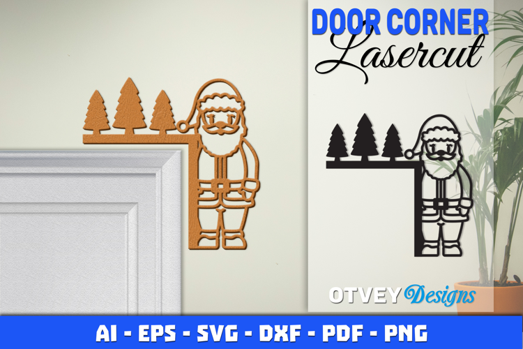 Christmas Door Corner Decoration Lasercut File SVG