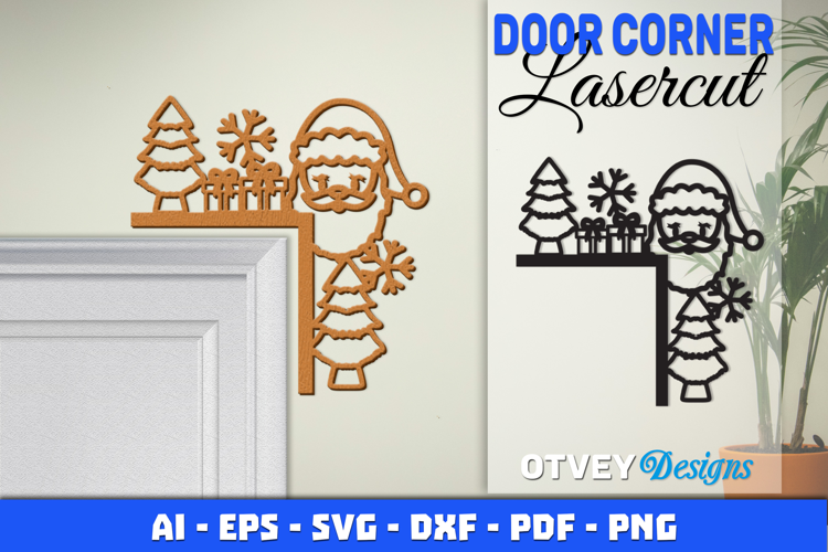 Christmas Door Corner Decoration Lasercut File SVG