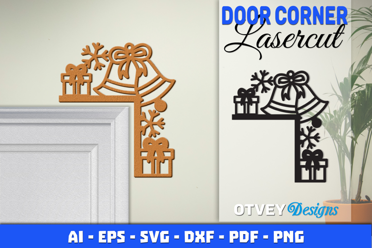 Christmas Door Corner Decoration Lasercut File SVG