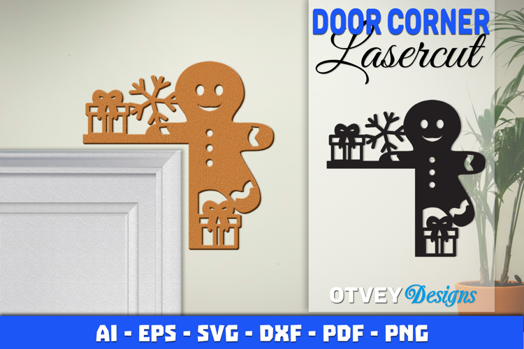 Christmas Door Corner Decoration Lasercut File SVG