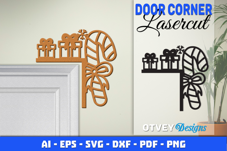 Christmas Door Corner Decoration Lasercut File SVG