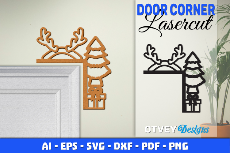 Christmas Door Corner Decoration Lasercut File SVG