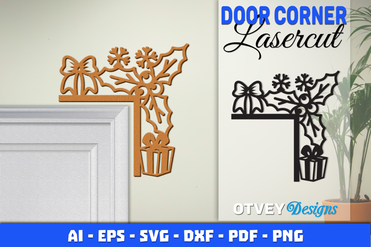 Christmas Door Corner Decoration Lasercut File SVG