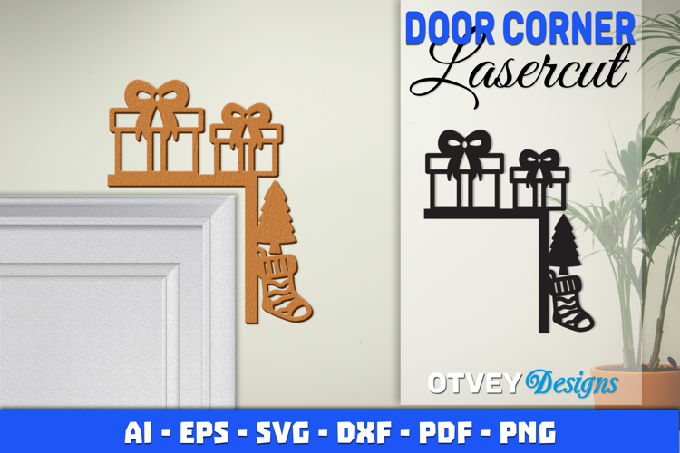 Christmas Door Corner Decoration Lasercut File SVG