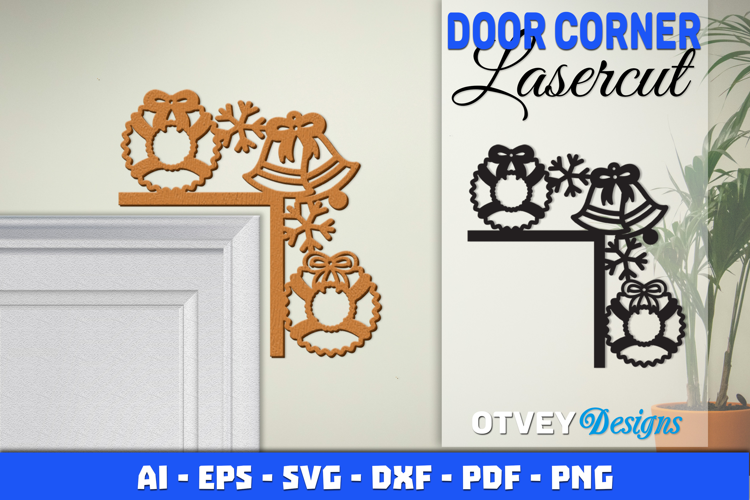 Christmas Door Corner Decoration Lasercut File SVG