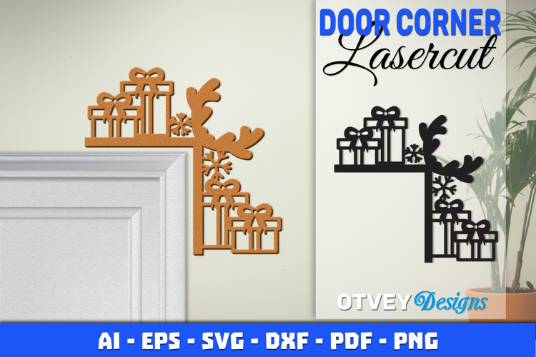 Christmas Door Corner Decoration Lasercut File SVG