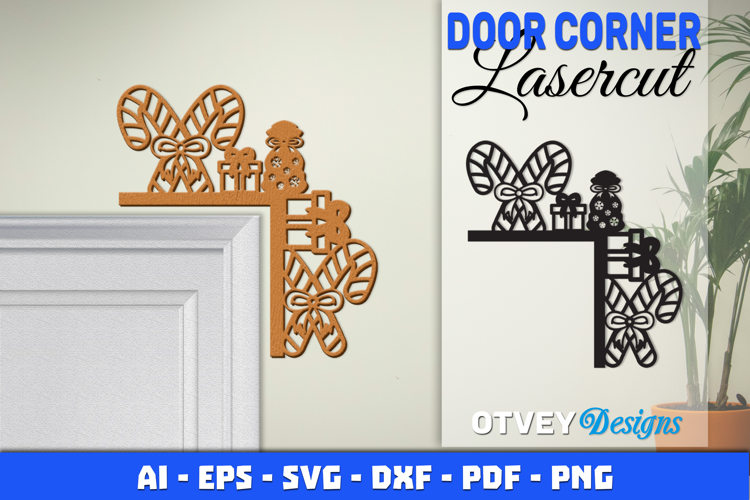 Christmas Door Corner Decoration Lasercut File SVG