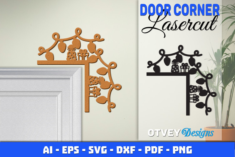 Christmas Door Corner Decoration Lasercut File SVG
