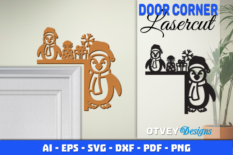 Christmas Door Corner Decoration Lasercut File SVG