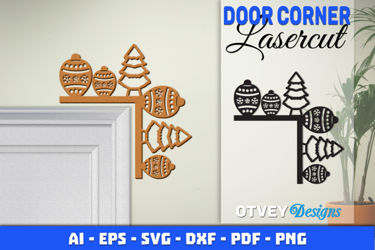 Christmas Door Corner Decoration Lasercut File SVG