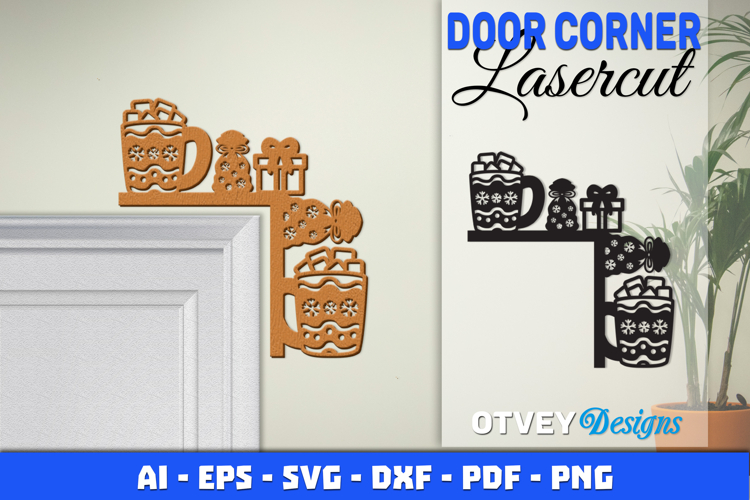 Christmas Door Corner Decoration Lasercut File SVG
