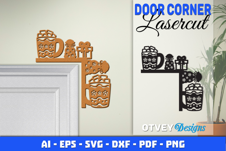 Christmas Door Corner Decoration Lasercut File SVG