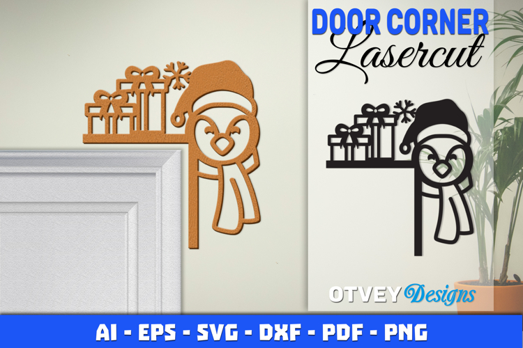 Christmas Door Corner Decoration Lasercut File SVG