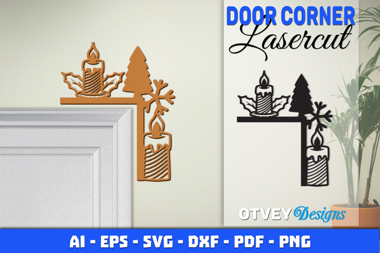 Christmas Door Corner Decoration Lasercut File SVG