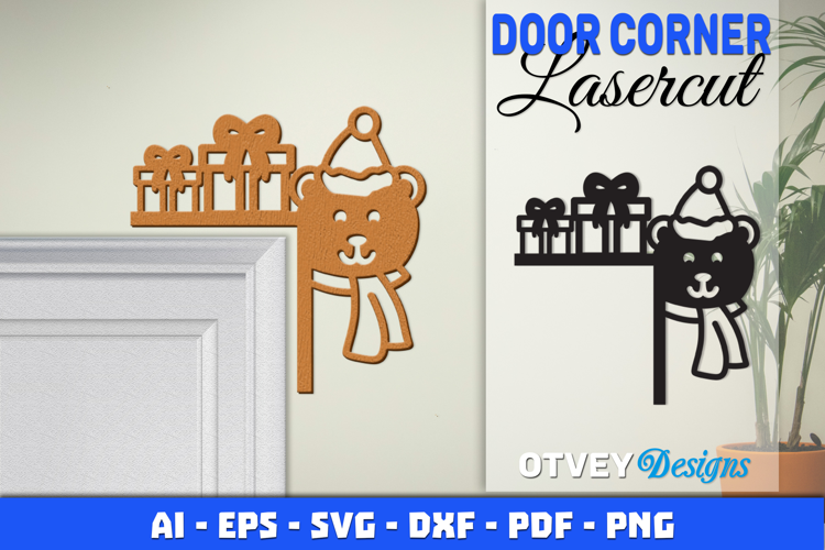 Christmas Door Corner Decoration Lasercut File SVG