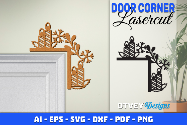 Christmas Door Corner Decoration Lasercut File SVG