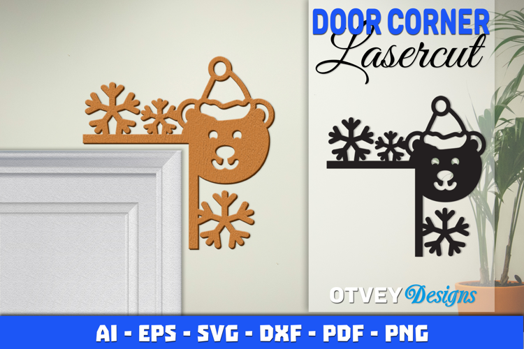 Christmas Door Corner Decoration Lasercut File SVG