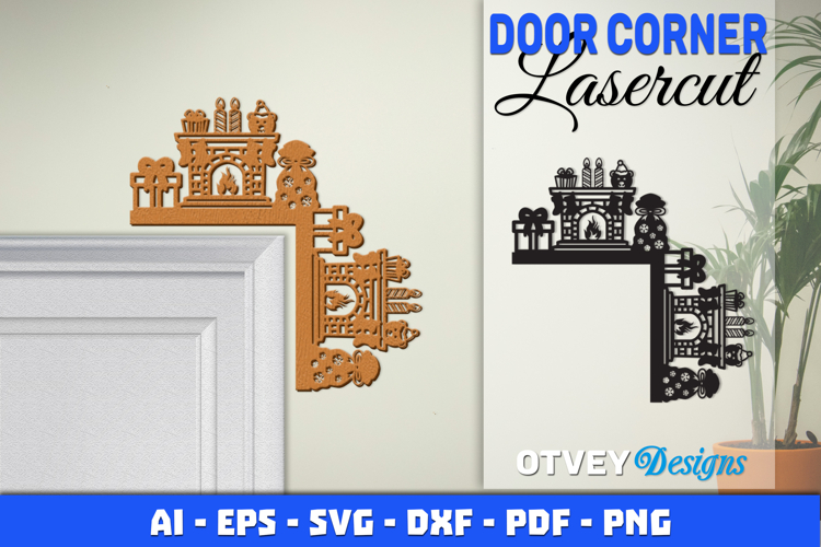 Christmas Door Corner Decoration Lasercut File SVG