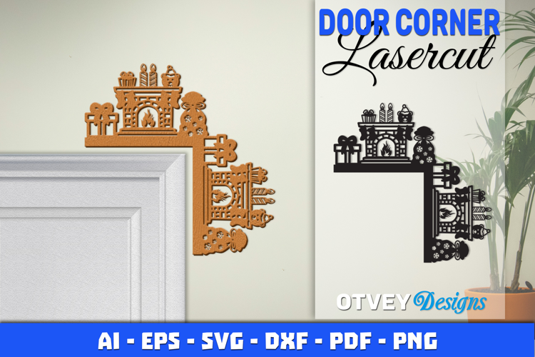 Christmas Door Corner Decoration Lasercut File SVG