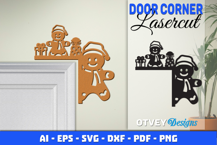 Christmas Door Corner Decoration Lasercut File SVG