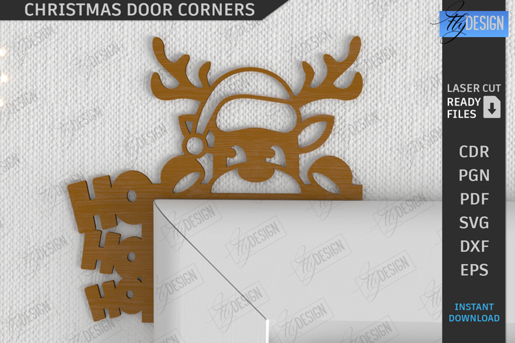 Christmas Door Corner Laser Cut|Xmas Wall Décor SVG|Holidays
