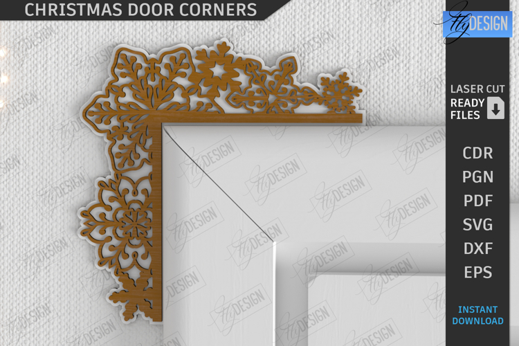 Christmas Door Corner Laser Cut|Xmas Wall Décor SVG|Holidays