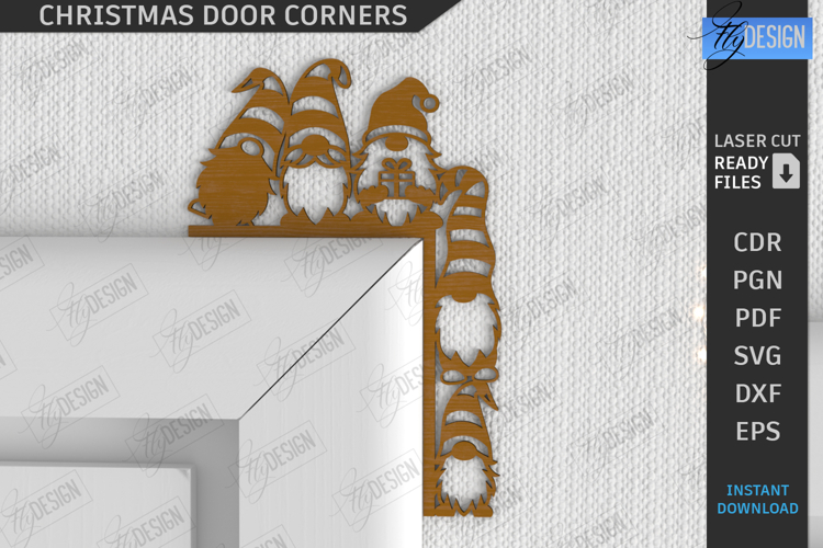 Christmas Door Corner Laser Cut|Xmas Wall Décor SVG|Holidays