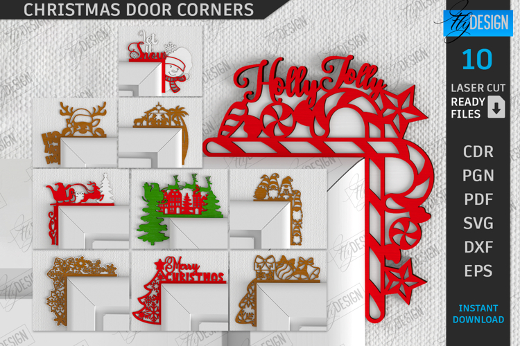 Christmas Door Corners Laser Cut Bundle|Christmas Decoration