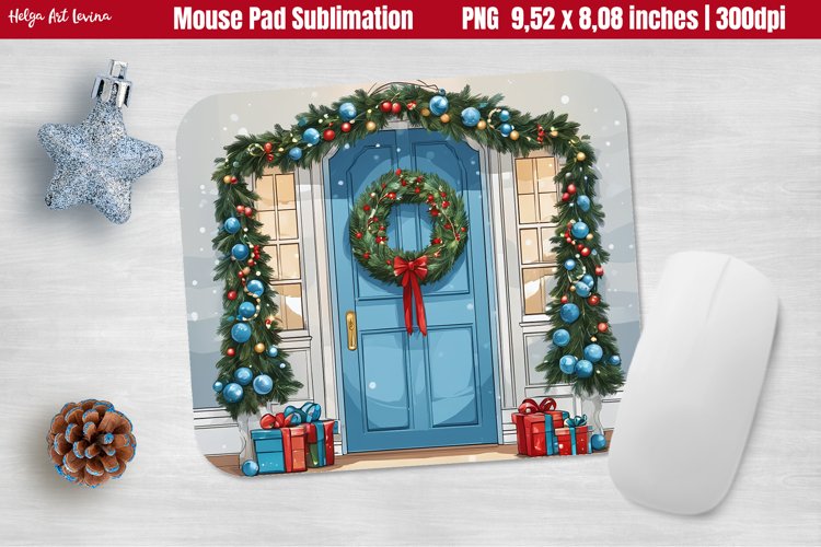 Christmas Mouse Pad Sublimation | Christmas Front Door