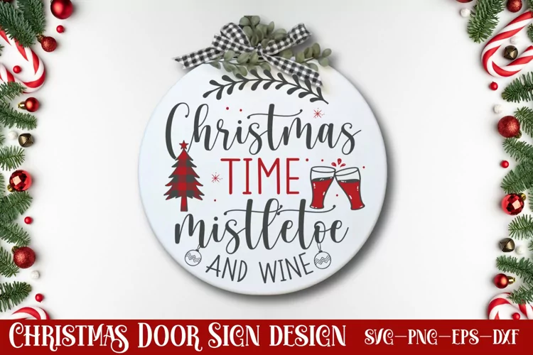 Christmas time mistletoe and wine SVG