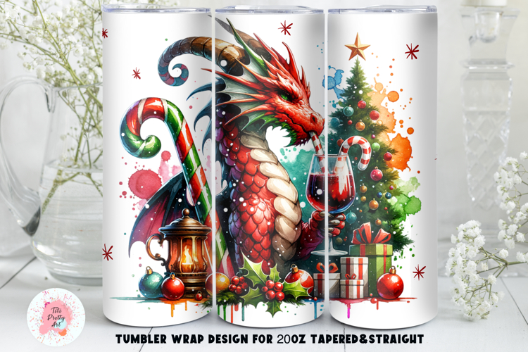 Christmas Dragon Gothic Tumbler Wrap Design For 20 oz
