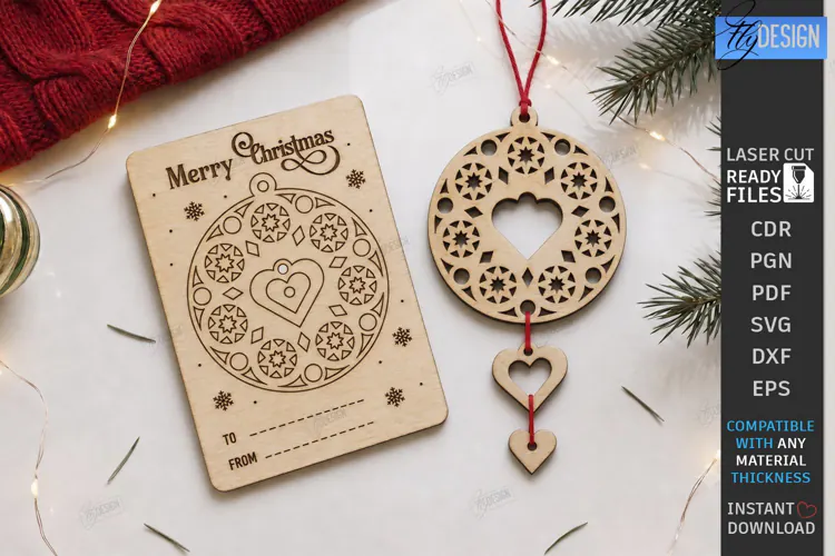 Christmas Dream Catcher Card with Ornament Laser Cut | CNC