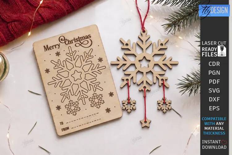 Christmas Dream Catcher Card with Ornament Laser Cut | CNC