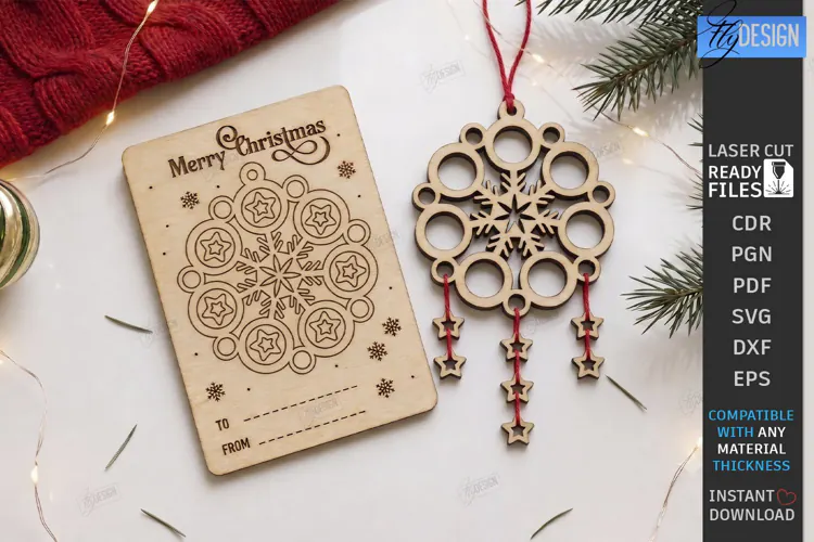 Christmas Dream Catcher Card with Ornament Laser Cut | CNC