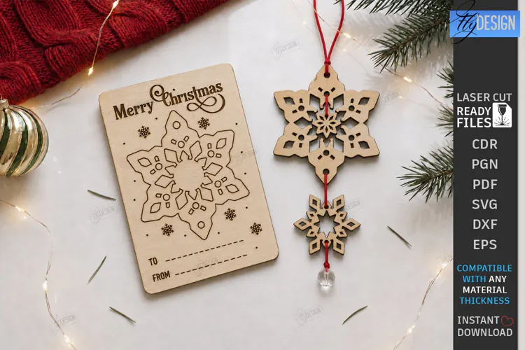 Christmas Dream Catcher Card with Ornament Laser Cut | CNC