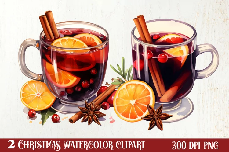 Christmas Winter Drink Sublimation Clipart, Christmas PNG