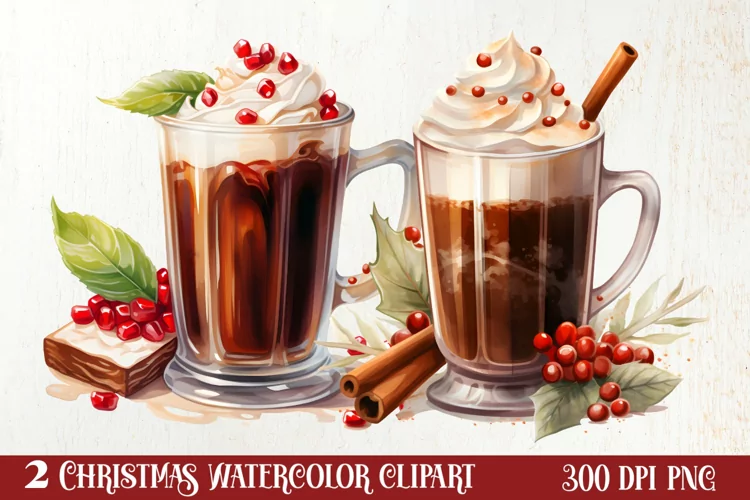 Christmas Winter Drink Sublimation Clipart, Christmas PNG