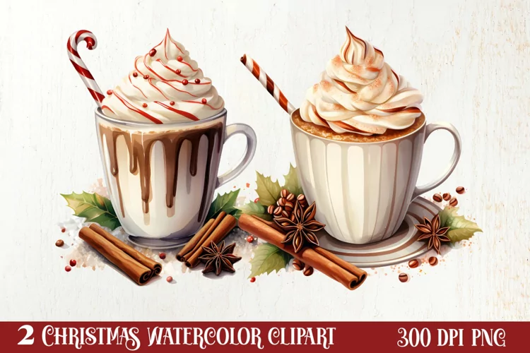 Christmas Winter Drink Sublimation Clipart, Christmas PNG