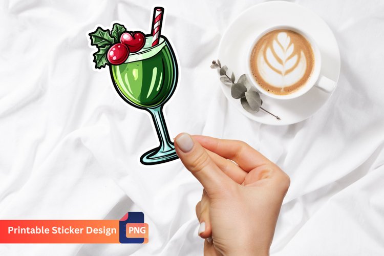 Christmas Drink Sticker, Christmas Beverage Sticker example image 1