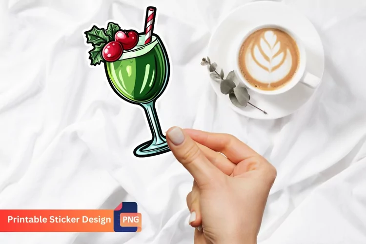 Christmas Drink Sticker, Christmas Beverage Sticker