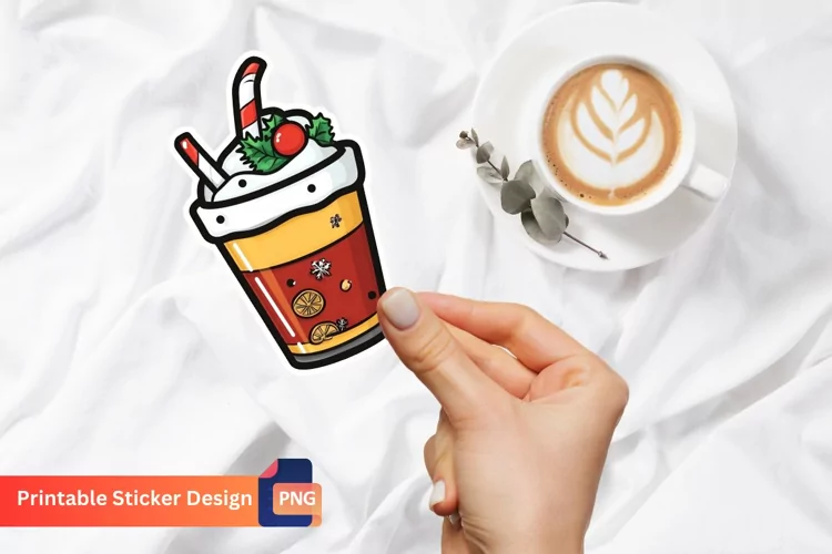 Christmas Drink Sticker, Christmas Beverage Sticker
