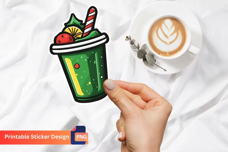 Christmas Drink Sticker, Christmas Beverage Sticker