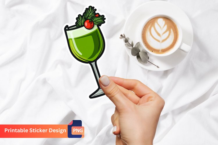Christmas Drink Sticker, Christmas Beverage Sticker example image 1